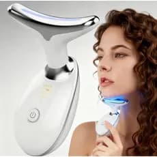 Massageador Portátil LED Fóton Vibração Firmza Pele Levanta Pescoço Anti-Rugas