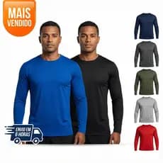 Kit 2 Camisa Térmica Masculina Blusa UV50+ Proteção Segunda Pele Manga Longa Praia Moto Pesca Academia Corrida Ciclista