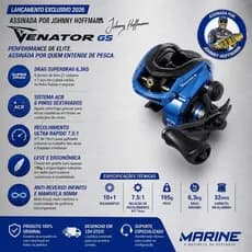 Carretilha Marine Venator GS 11 Rolamentos Drag 6,3kg 7.5:1 Com Sinal Sonoro