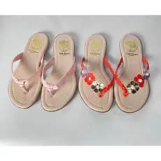 kit 2 Pares Sandália Rasteirinha Menina Chinelo LisoTrança Trio Flores Perola Kids Promoção