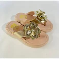 Sandália Infantil Menina Com Flor Brilho Gliter Chinelo Papete Infantil Colorida