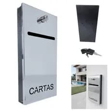 Caixa para Correspondencia Boletos Slim Inox Abertura Frontal com Chave