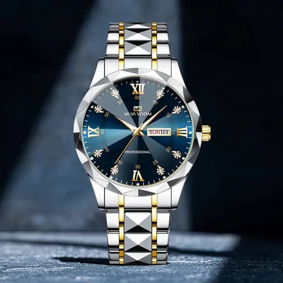 Relógio Masculino a Quartzo de Luxo com Data | Presente Executivo Perfeito Caixa de presente elegante para encontros