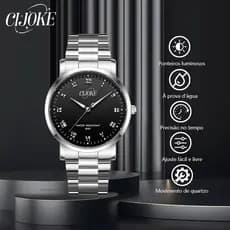 Relógio Masculino  Aço Inoxidável, À Prova d'Água, Quartzo e Movimento Automático, Design Luxuoso