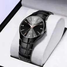 Relógio Masculino de Aço Inoxidável À Prova d'Água Quartzo Movimento Automático Luxuoso e Durável