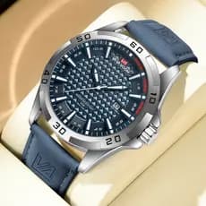 VAVA mais vendido relógio masculino de quartzo negócios robusto luminoso+data aço inoxidável/pulseira de couro presente