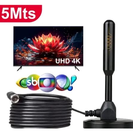 Antena Digital 5 metros interna Sinal TV HDTV Base Imã Externo a prova d'agua antena digital externa antena de tv