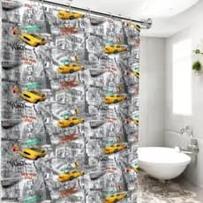 Cortina Box Impermeável Ganchos Banheiro Decoração