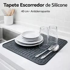 Tapete Escorredor de Louça Silicone 40cm Antiderrapante Secagem Rápida Pia Cozinha