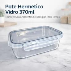 Pote Hermético Vidro 370ml com Trava Não Vaza Marmita Vedação Pote de Vidro