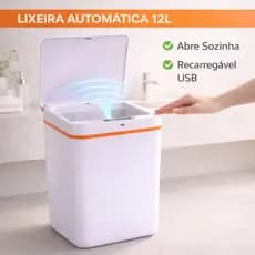 Lixeira Automática 12L com Sensor Inteligente, Recarregável USB, Abre Sozinha, para Banheiro e Cozinha