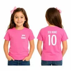 Camisa Camiseta Infantil Personalizada Modelo Time Com Nome é Número Nas Costas 100% Algodão