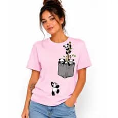 Camisa Camiseta Unissex Panda 100% Algodão Blusa Unissex Panda Envio Imediato