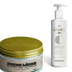 Kit Cuidado Para Cabelo Leave-in E Pomada Modeladora Proteção Termica Macholandia