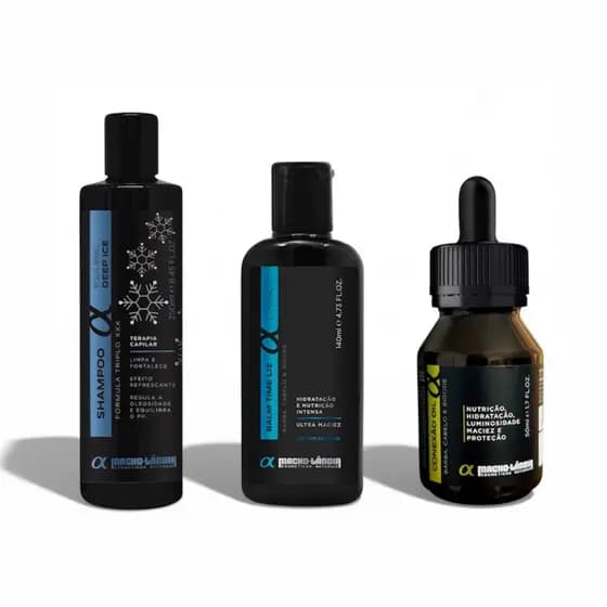 Kit Cuidados Com a Barba Macholândia Shampoo Para Cabelo e Barba Balm Time Liz e Conexão Oleo Citrico 50 ML