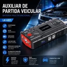 Auxiliar de Partida Veicular 12000mAh Jump Starter Power Bank Portátil 12V