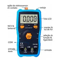 Multímetro Digital Aut. Emborrachado True RMS NCV (Nota Fiscal)