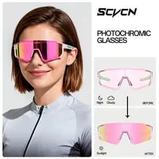 Óculos de ciclismo fotocromáticos SCVCN com proteção UV400 para esportes ao ar livre.