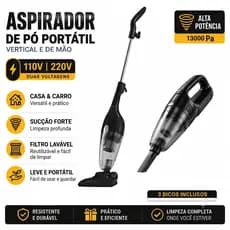 Aspirador de Pó Vertical 2 em 1 13000Pa 600W Portátil Casa Sofá Carro 110V 220V 3 Bicos