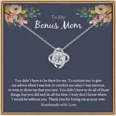 Colar "Bonus Mom", Prata Esterlina 925/Revestido em Ouro Branco 14K para o Dia das Mães, Natal, Presentes de Aniversário