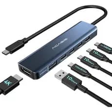 ACASIS Adaptador USB C com Saída de Vídeo 4K@60Hz, Hub USB C 10Gbps com 1xHDMI, 1xSaída de Vídeo USB C para Monitor Port