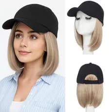 Boné com Peruca MY-LADY para Mulheres, Boné de Beisebol com Extensões de Cabelo, Ajustável, Cabelo Sintético Curto e Lis