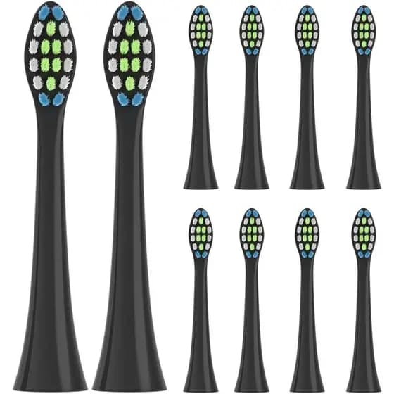 10 Cabeças de Escova de Dentes de Reposição para Escova Elétrica Operan com Tampa Protetora, Pretas