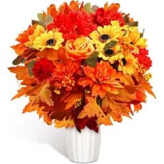 2 Pacotes de Flores Artificiais de Outono para o Dia de Ação de Graças, para Vasos de Cemitério, Rosas de Seda Falsa, Gi