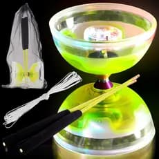 Conjunto de Diabolo Chinês Yoyo Inclui Diabolo LED Colorido de 5 Polegadas com Luzes, 2 Varas de Diabolo, 1 Corda e 1 Sa