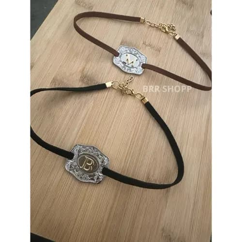 Colar Country Choker Feminina Ajustável Fivela Com Letra