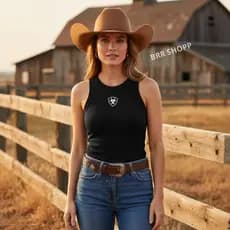 Blusa Regata Feminina Canelada Ribana Cowgirl Estilo Country Rodeio com Toque de Boiadeira e Qualidade Premium Cowgirl