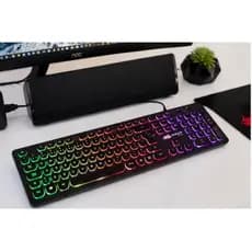 Teclado Gamer USB Teclados Arredondado Com Iluminação LED Design Moderno e Design Ergonômico