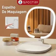 LED Espelho De Maquiagem Dobrável Ajustável 3 Cores de Luz Espelho De Penteadeira Portátil para Maquiagem e Viagem