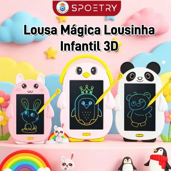 Lousa Mágica Lousinha Infantil Tela  LCD Colorida Tablet 3D de Escrita e Desenho com Trava de Tela