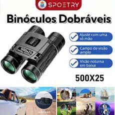 Binóculos Dobráveis De Longo Alcance Com Telescópio HD 500×25  E Visão Noturna Com Pouca Luz Para Ambientes Externos