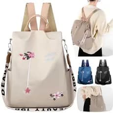 Mochila Feminina Grande Capacidade impermeável Estilo Moderno com Bordado Floral para Escola Trabalho e Viag 2026