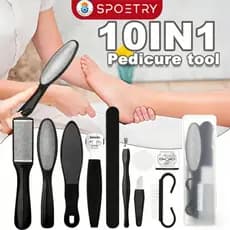 10 Peças De Lixa De Pé De Aço Inoxidável, Escova Esfoliante Para Os Pés, Conjunto De Ferramentas Para Pedicure