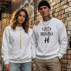 kit Moletom Masculino Moletom Feminino Blusa de Frio Casaco de Inverno suéter Moletom gola branco cristã