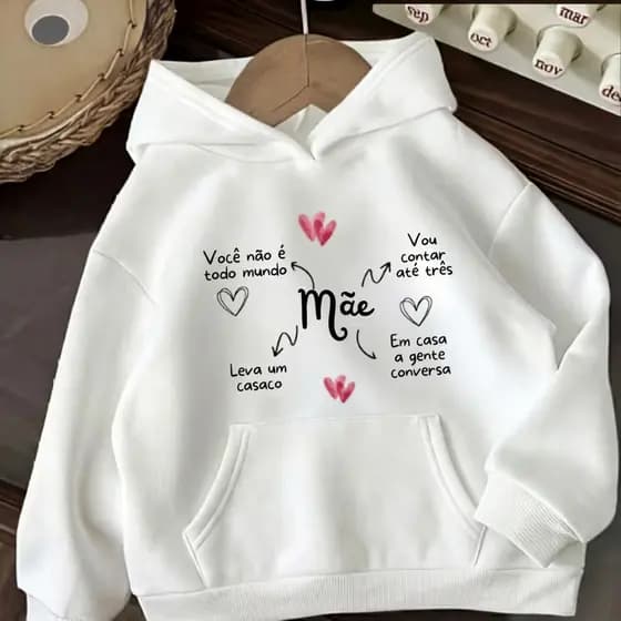 Blusa de Frio Moletom de frio Moletom Feminino Casaco de Inverno casaco de frio Moletom branco blusão dia das mães