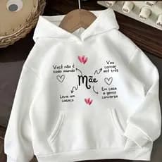 Blusa de Frio Moletom de frio Moletom Feminino Casaco de Inverno casaco de frio Moletom branco blusão dia das mães