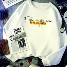 Casaco de Inverno Roupa Cristã Gospel Moletom gola redonda branco Moletom Masculino Moletom Feminino Blusa de Frio