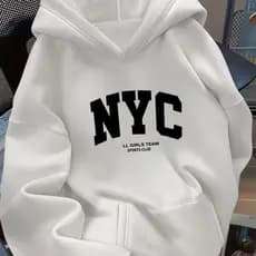 Blusa de Frio Moletom de frio Moletom Feminino Casaco de Inverno casaco de frio Moletom branco. blusão NYC streetwear