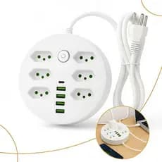 Régua Extensão 6 Tomadas E 4 Entradas USB 1 Entrada Tipo c / Bivolt 110/220v - MGC
