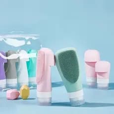 Kit 4 Frasco De Cosmetico 90ml Silicone Para Viagem Portatil Shampoo Creme Loçao Sabonet - MGC