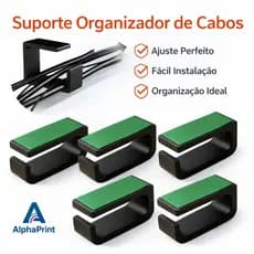 Organizador de Cabos Passa Fio para Embaixo da Mesa Kit Setup Gamer Home Office