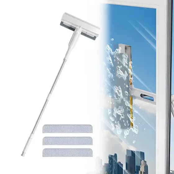 Rodo Mop Spray Limpa Vidro Coletor Resíduos 1.3m Cabeça 180°Esponja 24.5cm Multiuso Microfibra