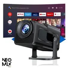 Mini Projetor Portatil Smart Android HY320 Full HD Cinema Em Casa Copa Do Mundo Smart Projetor 4k 180 Graus Teto 130 Pol