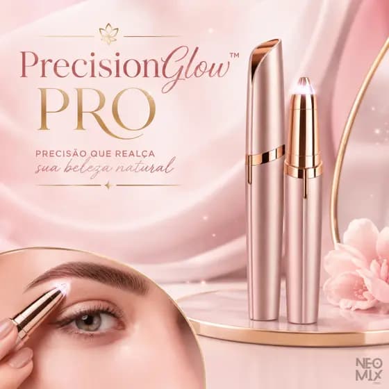 Caneta Depiladora Sobrancelha Elétrica PrecisionGlow Pro Depilador Facial Recarregável USB Portátil Indolor Opção Kit