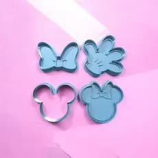 Kit 4 Cortador Marcador Molde Disney Desenho Para Cookie Americana, Biscoitos e Outros