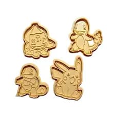 Kit 4 Cortador Marcador Molde Anime Pikachu Desenho Para Cookie Americana, Biscoitos e Outros